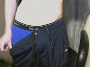 Preview 1 of Fit guy slowly tease camera and shows underwear and pulls dick through hole and tease