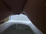Preview 5 of Sexy MILF peeing in mall toilet. Closeup pissing. (ep 695) 4K