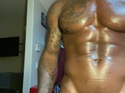 Preview 3 of BLACK MUSCLE GOD PEC BOUNCE, BIG BLACK COCK, ASS AND MUSCLE WORSHIP