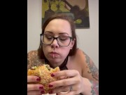 Preview 6 of BBW stepmom MILF foodie eats a burger in sexy lingerie your POV
