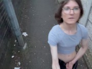 Preview 2 of Naughty teen trans girl gets naughty in public alleyway