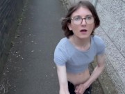 Preview 3 of Naughty teen trans girl gets naughty in public alleyway