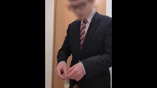 Japanese office worker masturbates