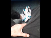 Preview 6 of guy in jeans shows off his sneakers and white socks on the train