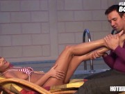Preview 2 of Blonde Babe Jasmine Rouge Fulfills Boyfriend's Foot Fetish - LETSDOEIT