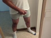 Preview 3 of horny guy in white socks jacking off his cock, loud moaning