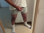 Preview 4 of horny guy in white socks jacking off his cock, loud moaning