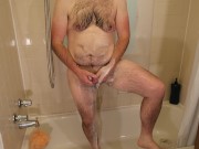 Preview 1 of Man soak soap and wash his body especially groin area and penis thoroughly