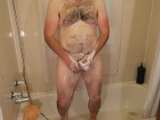 Preview 3 of Man soak soap and wash his body especially groin area and penis thoroughly