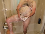 Preview 5 of Man soak soap and wash his body especially groin area and penis thoroughly
