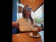 Preview 2 of Enjoying my coffee while wearing an Underboob top, flashing everyone in public.