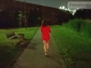 Preview 5 of Horny amateur slut dancing naked in public. Pissing, flashing and fingering to orgasm.