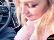 Preview 1 of Blonde Amateur Gives a Sensual Blowjob and Handjob in a Car - ASMR SEX