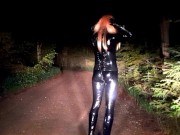 Preview 4 of Rubberdoll posing in park at night