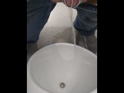 Preview 4 of Almost CAUGHT! Public bathroom!! Chastity cage URIAL PEE!!! VERY RISKY!!!