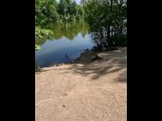 Preview 1 of Teen boy Risky masturbating in Public Lake Near Caught!!