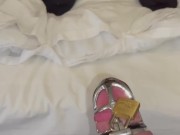Preview 4 of Cuckold chastity cock cage with QOS hotwife fucks black stranger in hotel