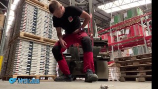Exclusive boy gets an erection at work and has to deal with it