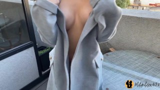 Big tits teen cutie fucked in bathroom and public balcony | Argentina | Facial