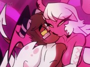 Preview 5 of angel x oc x verosika FFM orgy bitch mommy hazbin hotel helluva boss femboy trap