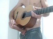 Preview 6 of Funny Him Does a Guitar Solo With His Gigantic Cock and Ends with a Cumshot