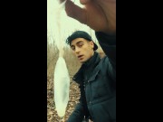 Preview 1 of Middle eastern guy swallows cum from found friends condom and then big cums on eated condom