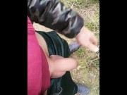 Preview 6 of Filling foreskin with piss like balloon - day forest pissing yellow piss