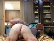 Preview 2 of Chubby Fat ass tiny dick sissy riding dildo