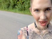 Preview 2 of Roadside slut takes a cock deep, rides it and takes a cumshot in her mouth