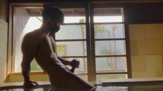 Japanese Student Wears Erotic Singlet and Jerk Off His Big Cock