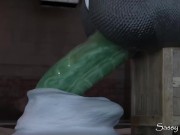 Preview 5 of Spiderman's Gwen Stacy rides Huge Green Goblin style Dildo