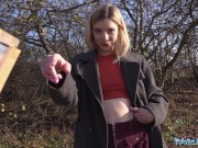 Preview 2 of Public Agent Hot blonde is caught pissing in the woods and takes cash for sex with big cock