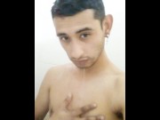 Preview 2 of CONT 3 - Latino Guy Masturbates While Taking a Bath - Damigxx