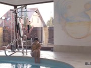 Preview 1 of BLACK4K. Nymph lures new black trainer into interracial affair by the pool