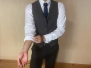 Preview 1 of Japanese man masturbates while wearing a suit (1)