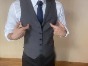 Preview 2 of Japanese man masturbates while wearing a suit (1)