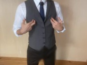 Preview 3 of Japanese man masturbates while wearing a suit (1)