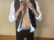 Preview 5 of Japanese man masturbates while wearing a suit (1)