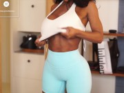 Preview 5 of Busty Ebony Fitness Model Bounces Big Ass into Lululemon Yoga Pants