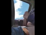 Preview 3 of He strokes his 8" cock while driving in the country.