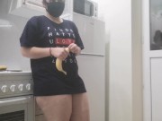 Preview 1 of Doggy style in the kitchen 😼 fingering 😍 orgasm LESBIAN 🔥