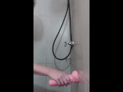 Preview 1 of Big ass girl fucking a big dildo in the shower - 18yolatina