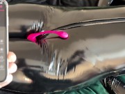 Preview 1 of Girl in latex catsuit tied up and teased denial with vibrator