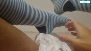 ABDL Diaper Boy Cumming in His Diaper