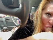 Preview 4 of Mommy Milf Car BJ Blow Job Nikkiebigtits Sucking / Milking Cock Dick Mature Blonde Big Natural Tits