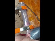 Preview 6 of The Roostercombs show episode 12, very close-up of Monster 10 inch Cock in tight clear tube...hot