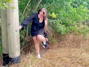 Preview 3 of Girl peeing in public in the woods