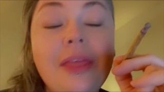 BBW chick gets stoned, talks dirty and masterbates