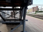 Preview 4 of exgibitionist wife walking without panties at the railway station