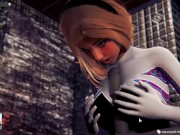 Preview 6 of Spiderman Spider gwen gwen stacy hentai blonde girl getting fucked in public